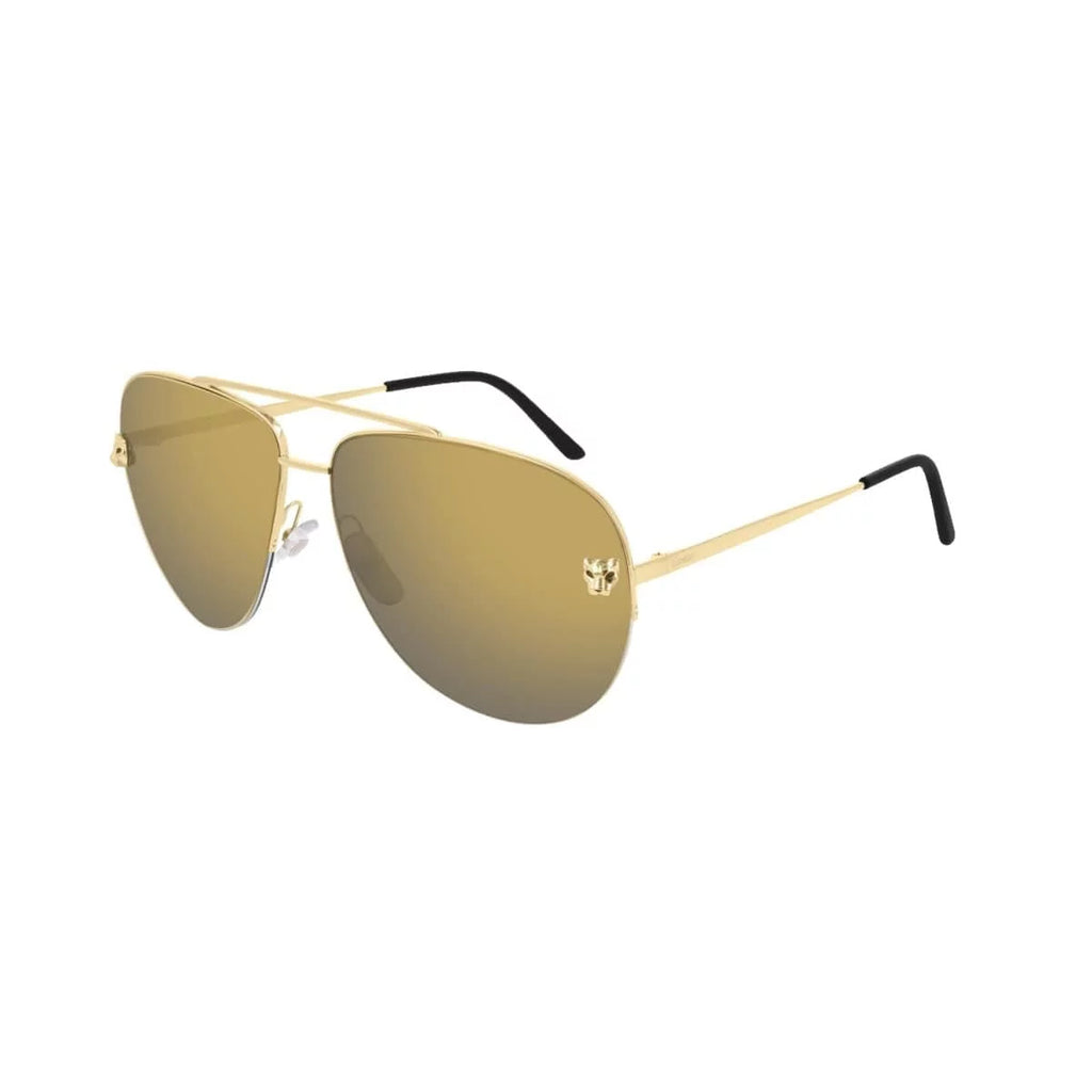 Cartier Gold Mirrored Pilot Ladies Sunglasses CT0065S 009 62