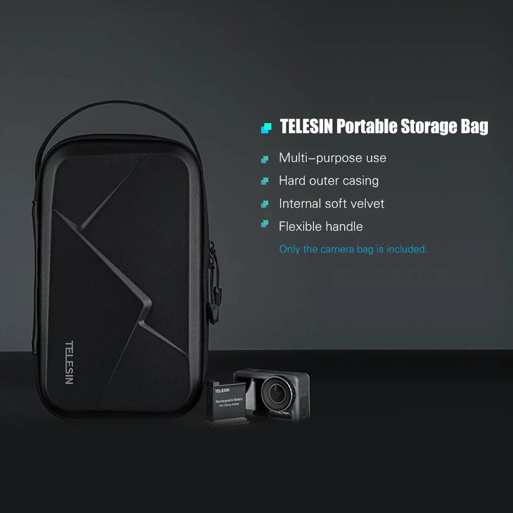 TELESIN Waterproof Portable EVA Storage Case - DIY Storage Box Compatible with DJI OSMO Action, OSMO Pocket 8/7/6/5 Action Camera and Accessories