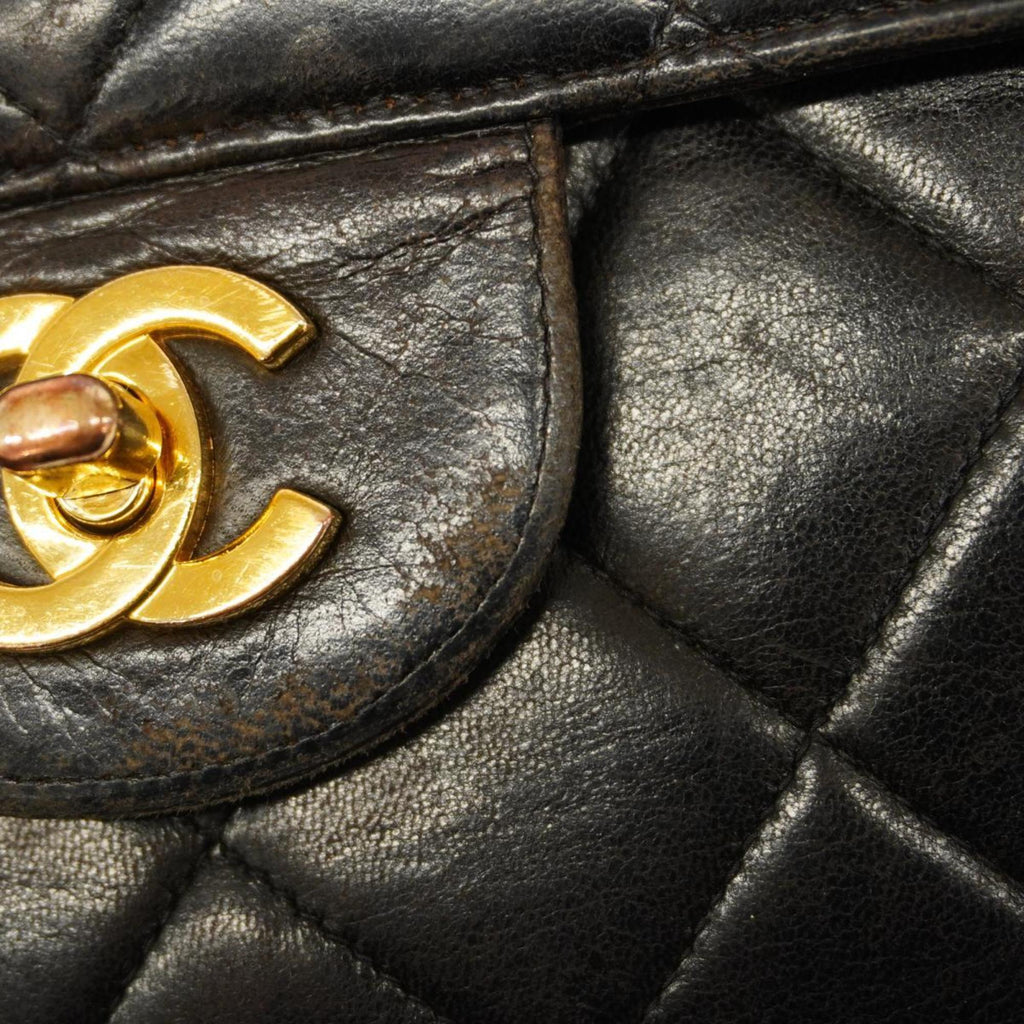Pre-Owned Chanel Shoulder Bag Matelasse Double Face W Chain Lambskin Black Women's (Good)